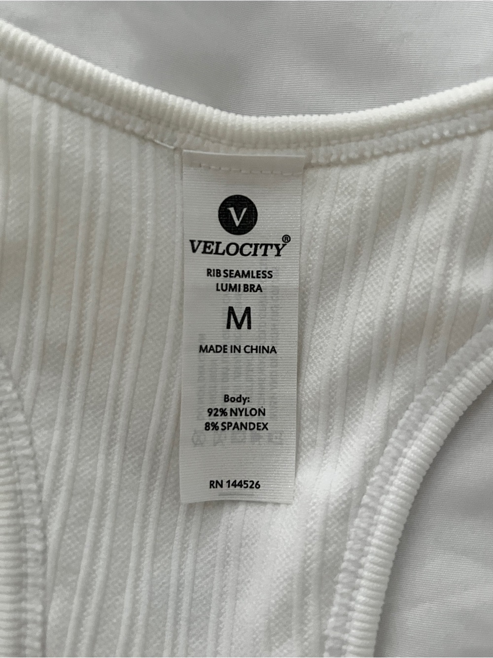 Velocity Cream Ribbed Racerback Sports Bra - Picture 3 of 5
